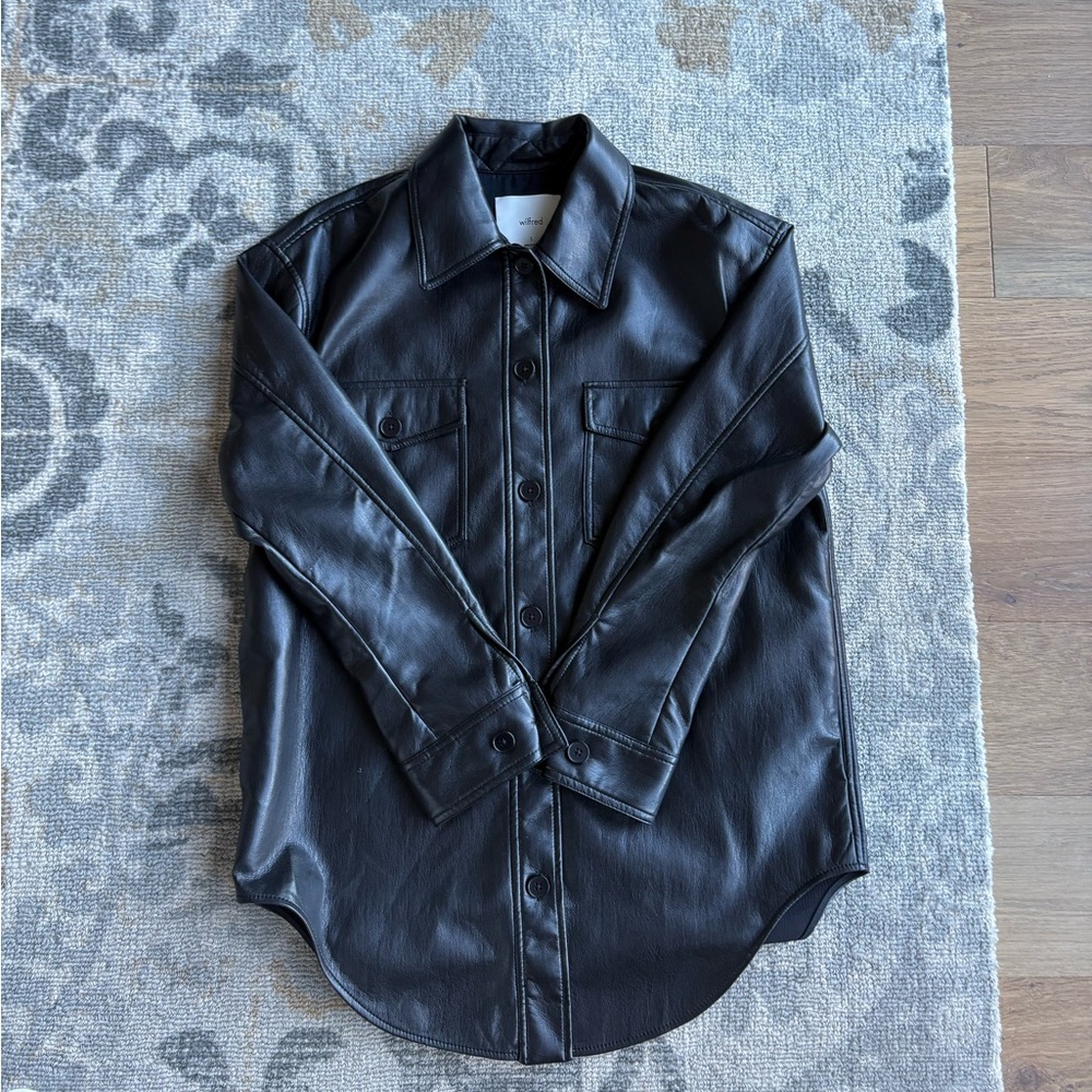 Aritzia Wilfred Ganna Vegan Leather Shirt Jacket